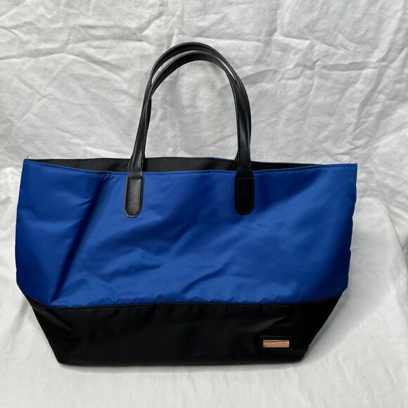 St. John Colorblock Blue Black Nylon Tote Bag - Picture 2 of 10